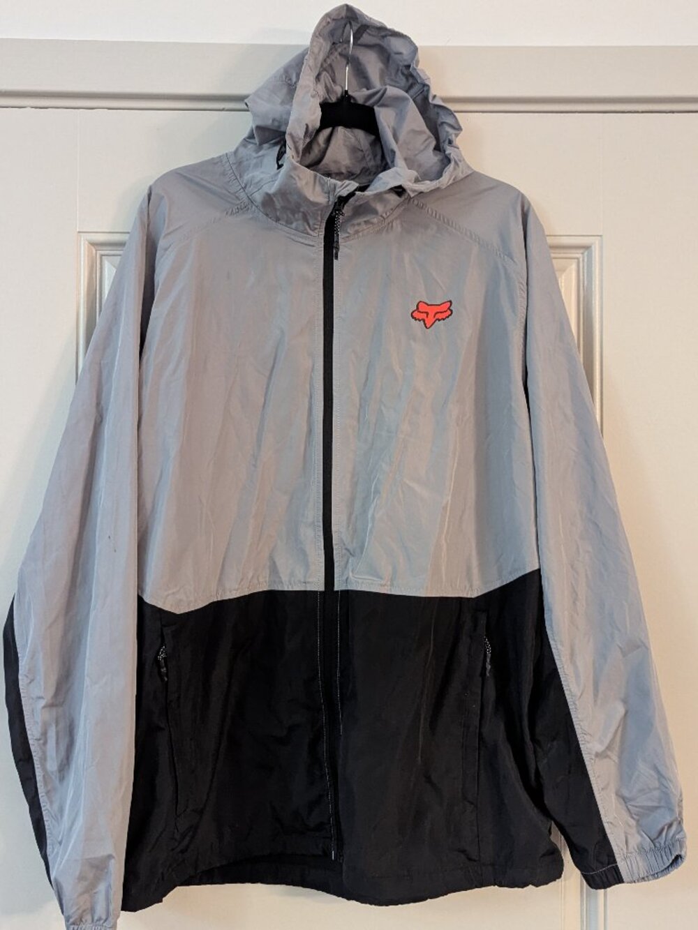 Fox Racing Hooded Windbreaker Jacket Men’s XL Gray Black